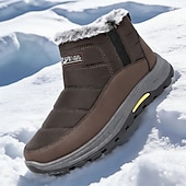 cheap Winter &amp; Snow Boots-Men's Brown Winter Boots with Fleece Lining, Insulated and Waterproof Shoes for Cold Weather, Ideal for Hiking, Outdoor Adventures and Winter Activities