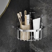 billige Reisevesker og håndbagasje-Plassbesparende kjøkkenvaskorganisator, kraftig trekantet avløpsstativ med svampholder, oppvaskstativ og skjærebrettspor, veggfeste, rustfritt stål, slitesterk konstruksjon, enkel å rengjøre, moderne