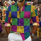 economico Camicia in Raso da Uomo-camicia di carnevale per uomo – vestito di carnevale viola verde oro