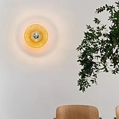 ieftine Aplici de Interior-Lampă de perete rotundă din sticlă cu 1 bec, model modern Art Deco, pentru dormitor