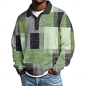 economico Polo geometrica da uomo-Per uomo Blocco di colori Geometrico Magliette Polo a Nido d'Ape Testurizzato Manica Lunga Magliette polo Bavero Abbigliamento Sportivo Casual Scuola Athleisure Abbigliamento quotidiano Stampa 3D
