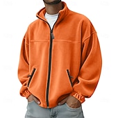 tanie Casualowe kurtki-Męskie Kurtka outdoorowa Kurtka polarowa Formalny Dom Keep Warm Kieszeń Podstawowy Wiosna Jesień Zima Jednokolorowe Aktywny Neutralny Kołnierzyk koszuli Regularny Ciemnoszary Czarny Fioletowy