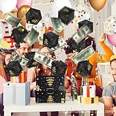 billige Bursdag-Overraskelseshoppeske bursdagsgaveeske med penger og konfetti - morsomt pop-up-design, svart med gulldetaljer, perfekt til bursdag eller spesielle anledninger, gaveeske til feiring
