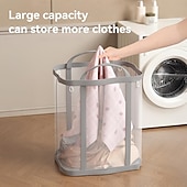 levne Úložiště a organizování-1ks přenosný síťovaný koš na prádlo skládací polyesterový úložný organizér prodyšný látkový váček závěsný organizér na prádlo na špinavé prádlo, hračky a různé předměty vysouvací koš na prádlo