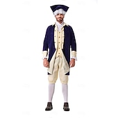  250. výročí USA Rokoko Barroco Úbory Dlouhé rukávy George Washington Alexander Hamilton Koloniální Maškarní kostým Pánské Karneval Den nezávislosti 4. července Dospělí Kabát Kalhoty Límeček