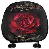 cheap Slipcovers-2pcs Cute Flower Love Heart Print Headrest Covers, Valentine's Day Heart-Eyed Girl Car Headrest Protector, Interior Decor, No Filling, Easy to Install and Wash, Suitable for Long-Distance Travel Naps
