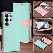 ieftine Carcasă Samsung-telefon Maska Pentru Samsung Galaxy S26 Ultra Plus S25 Ultra Plus S24 Ultra Plus S23 Ultra Plus S24 FE S22 Plus Ultra S23 FE Portofel Card rezista Acceptă încărcarea fără fir cu curea de mână Retro