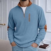 economico T-shirt in velluto a coste-Da uomo Camicia di Velluto a Coste Maglietta Camicia a Maniche Lunghe Manica Lunga Con cerniera Autunno Inverno Autunno &amp; Inverno Blocco di colori Quotidiano Testurizzato Casual Con zip Oversize Ampio