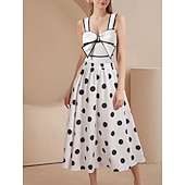 levne Jednodílné plavky-Ženské jednodílné plavky monokini sukně kontrola břicha vysoký pas štíhlé bez zad dovolená plážová móda puntíkované výstřih ve tvaru V bez rukávů