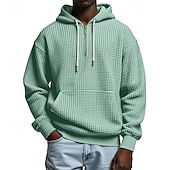 abordables sweats à capuche basiques pour hommes-Homme Sweat à capuche Sweat à capuche gaufré Violet Gris Clair À capuche Uni Poche kangourou Texturé Occasionnel Quotidien Sport &amp; Loisir Streetwear Frais Vêtements de sport Printemps &amp; Automne