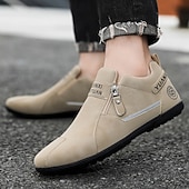 economico Scarpe Casual Slip-On-scarpe slip-on beige da uomo con tomaia morbida: comode scarpe da tutti i giorni per un abbigliamento casual e un comfort che dura tutto il giorno