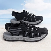 economico sandali da esterno-sandali sportivi beige da uomo: design comodo con rete traspirante, vestibilità regolabile per la spiaggia, le passeggiate e l'estate