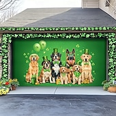 Недорогие Праздничные гобелены-Накидка на гаражные ворота ко Дню Святого Патрика, очаровательные собачки в шапках лепреконов с клевером, праздничное украшение для улицы к празднованию Дня Святого Патрика.