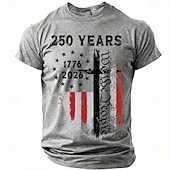  4η Ιουλίου 2026 250η Επέτειος Μνήμης Ανδρικό 3D Εκτύπωση Σημαία ΗΠΑ Crew Neck Κοντομάνικο T-Shirt Καθημερινά Δρόμος