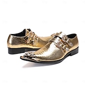 preiswerte Männer Schuhe-Herren Mardi Gras Gold Schlangen-Druck Doppel-Schnalle Loafer – Luxus 100% Premium Rindsleder Schuhe mit glänzendem Gold-Finish Perfekt für Karneval festliche Partys und besondere Anlässe