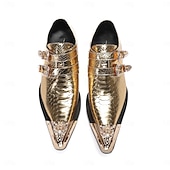 preiswerte Männer Schuhe-Herren Mardi Gras Gold Schlangen-Druck Doppel-Schnalle Loafer – Luxus 100% Premium Rindsleder Schuhe mit glänzendem Gold-Finish Perfekt für Karneval festliche Partys und besondere Anlässe