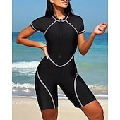 preiswerte One Pieces Rash Guards-Damen Anti UV Shirt Badeanzug Einteilige Patchwork Reißverschluss UV Schutz Hohe Elastizität Ärmellos Bademode Surfen Tauchen Schnorcheln Sommer