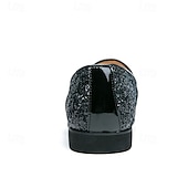 baratos Sapatos masculinos-Sapatilhas Slip-On Douradas com Glitter de Mardi Gras Masculinas – Sapatos Formais Brilhantes para Ocasiões Especiais Festas e Celebrações de Carnaval