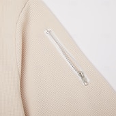 cheap Waffle Knit Tee-Men's Waffle T-shirt T Shirt Long Sleeve Half Zip Fall Fall &amp; Winter Solid Color Traditional / Vintage Casual Color Block Zipper Pocket Casual Home Outdoor Light Blue Black Green Top Tee for Men