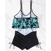 tanie Tankini i bikini do surfingu-Damskie Strój kąpielowy Tankini 2-częściowa Tropikalny Ultra lekki (UL) Elastyczny Bez rękawów Kąpielówki Surfing Nurkowanie z rurką Lato