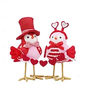 cheap Valentine's Day-Lovebird Figurines - Glam Plush Bird Statues Suitable for, Wedding, - Romantic / Decorative Ornaments with Heart Accents, Plush Bird Statues