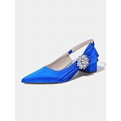 baratos Mãe da Noiva/Namorado-Sapatos de salto bloco com bico fino em cetim rosa claro para mulheres - elegantes sapatos de festa com detalhes florais e cristais, perfeitos para a mãe da noiva ou para um casamento urbano