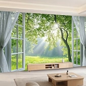 Χαμηλού Κόστους Ταπετσαρίες τοίχου-ταπισερί Σημαιάκια Κουβέρτα Ρουστίκ Παράθυρα Δέντρο Μοντέρνα 3D Υπνοδωμάτιο Σαλόνι Κοιτώνας Δωμάτιο Εφήβων Κοιτώνας Κολλεγίου Βεράντα τοίχου Διακόσμηση Σπιτιού