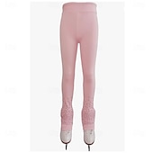 abordables Pantalones y Leggings de Patinaje Artístico-Figure Skating Pants Women's Girls' Ice Skating Bottoms Black Stretchy Training Competition Skating Wear Thermal Warm Crystal / Rhinestone Ice Skating Figure Skating