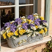 voordelige Kunstbloemen-9 bundels driekleurige kunstbloemen in retrostijl, geschikt als bloemversiering voor binnenplaats, balkon, binnen- en buitenbeplanting, bruiloftsdecoratie, feestartikelen en huisdecoratie.