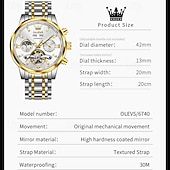 cheap Mechanical Watches-The New Olevs Men'S Business Watch With Luminous Perpetual Calendar Date And Day Display Multi-Functional Mechanical Watch Skeletonized Casual And Fashionable Waterproof Sports Men'S Wristwatch
