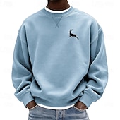 baratos Moletons 3D masculinos-Homens Veado Moletom Manga Longa Moletons Gola Redonda Roupa de Esporte Clássico Casual Diário Todas as Estações Azul Preto Azul Royal Roupa Designer Impressão 3D S M L XL 2XL 3XL