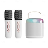 cheap Speakers-Karaoke Machine with Two Microphones An Ambient Light A 1200mAh Lithium Battery 1-10W Output Power and A Battery Life of Approximately 8-10 Hours A Portable Speaker Valentine's Day Gift