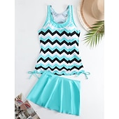 Χαμηλού Κόστους Τανκίνι-Γυναικείο Μαγιό Ταγκίνι 2 Τεμαχίων Φούστα Έλεγχος Κοιλιάς Ψηλός Ορθοστάτης Σλιμ Ανοιχτή Πλάτη Διακοπές Παραλία Φορέματα Σημαία Ράσβερ  U Λαιμός Αμάνικο