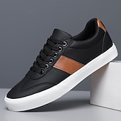 economico Sneakers Casual-scarpe da ginnastica da uomo in pelle bianca e marrone, scarpe casual con lacci per l'uso quotidiano