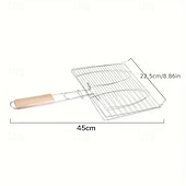 billiga Griller och matlagning utomhus-stor grillkorg i rostfritt stål - vikbar rostfri nätklämma tillagas jämnt av grönsaker, kött och skaldjur