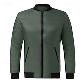 cheap Men's Downs &amp; Parkas-Men's Winter Coat Puffer Jacket Padded Pocket Quilted Polyster Casual Daily Outdoor Regular Fashion Streetwear Thermal Warm Winter Solid Color Blue Dark Grey Wine Black Puffer Jacket