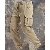 economico Pantaloni cargo-Per uomo Pantaloni Cargo Joggers Pantaloni Coulisse Elastico in vita Multi-tasche Semplice Antivento Comodità Quotidiano All'aperto Ferie Streetwear Elegante Nero Verde militare Inelastico