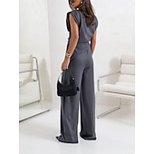 Χαμηλού Κόστους Γυναικείες φόρμες μπλούζας-Γυναικεία Σετ παντελονιών Τοπ μπολερό Αμάνικο Στρογγυλή Ψηλή Λαιμόκοψη Συμπαγές Χρώμα Κομψό Μοντέρνα Κομψό στυλ street Causal Καθημερινά ΕΞΩΤΕΡΙΚΟΥ ΧΩΡΟΥ Σκούρο γκρι Μαύρο Λευκό Καλοκαίρι