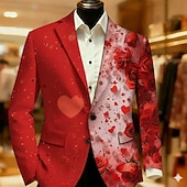 economico Blazer Stampati da Uomo-San Valentino Per uomo Cuore Giacca blazer Cappotto Di tendenza Confortevole Traspirante Artistico Casual Quotidiano Abbigliamento da sera Festival Stampa 3D Bottoni Multi-tasche Tutte le stagioni