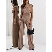 Χαμηλού Κόστους Γυναικείες φόρμες μπλούζας-Γυναικεία Σετ παντελονιών Τοπ μπολερό Αμάνικο Στρογγυλή Ψηλή Λαιμόκοψη Συμπαγές Χρώμα Κομψό Μοντέρνα Κομψό στυλ street Causal Καθημερινά ΕΞΩΤΕΡΙΚΟΥ ΧΩΡΟΥ Σκούρο γκρι Μαύρο Λευκό Καλοκαίρι