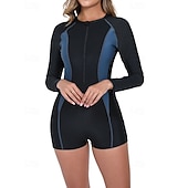 preiswerte One Pieces Rash Guards-Damen Anti UV Shirt Badeanzug Badeanzüge Patchwork Reißverschluss Ultraleicht (UL) UV Schutz Elastisch Langarm Bademode Surfen Schnorcheln Frühling