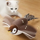 abordables Fournitures pour la maison-Jouet oiseau couineur rechargeable pour chats &amp;Chiens - jouet interactif pour animaux de compagnie, conçu avec des plumes artificielles résistantes, un effet sonore réaliste et rechargeable par USB.