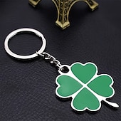  10PCS St. Patrick's Day Lucky Clover Keychains, Green Shamrock Stainless Steel Key Rings, Assorted Styles, Perfect Party Favors & Gifts