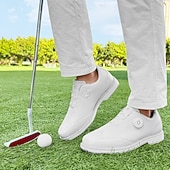 voordelige Heren Golf Schoenen-Heren golfschoenen – comfortabel wit en bordeauxrood design voor optimale prestaties en stijl op de golfbaan.