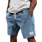 cheap Casual Shorts-Men's Shorts Casual Shorts Corduroy Shorts Pocket Elastic Waist Plain Comfort Breathable Knee Length Outdoor Vacation Daily Wear Vacation Fashion White Navy Blue Micro-elastic