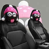 رخيصةأون أغطية الأثاث-2 قطعة من أغطية مسند رأس السيارة المطبوعة عليها قبعة عيد الميلاد المدهشة، ديكور السيارة، بدون حشو، سهلة التركيب والغسل، مناسبة للسفر لمسافات طويلة لتخفيف التعب، ديكور سيارة مضحك مثالي