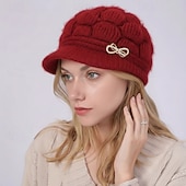  女性用 帽子 冬の帽子 防風 ウォーム アウトドア ストリート 日常 ニット ピュアカラー