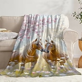 お買い得  ブランケット＆毛布-タペストリー 毛布 フリースブランケット 馬 かわいいスタイル 3D ファンタジー ベッドルーム ソファー ベッドサイド 装飾ブランケット 暖かい毛布 ギフト ホームデコレーション