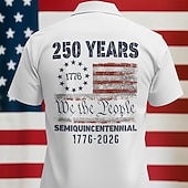  Homens 4 de julho - 250º aniversário dos EUA Nós as pessoas Patriótico Camisa Social camisa de botão Manga Curta Vintage retrô Ao ar livre Feriado Verão Primavera Aberto para a Lateral Impressão 3D