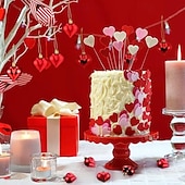 cheap Valentine's Day-24 Pack Valentine's Day Heart Ornaments, Red and Gold Shiny &amp; Matte Finish, Hanging Heart Decorations for Anniversary, Mother's Day, Christmas Tree Decor